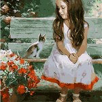 Cute Girl With Kitten - DIY Painting By Numbers Kit