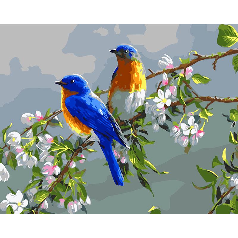 Birds On Branch - DIY Painting By Numbers Kit