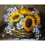 White & Yellow Sunflowers - DIY Painting By Numbers Kit