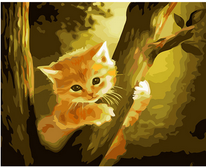 Cat On Tree - DIY Painting By Numbers Kit