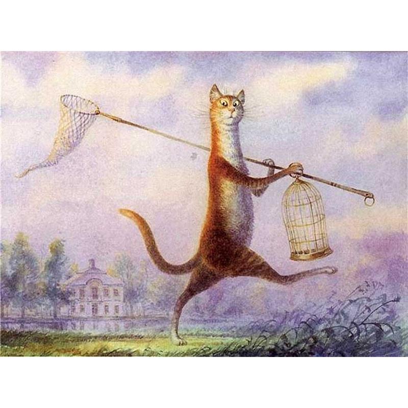 Bird Catcher Cat - DIY Painting By Numbers Kit