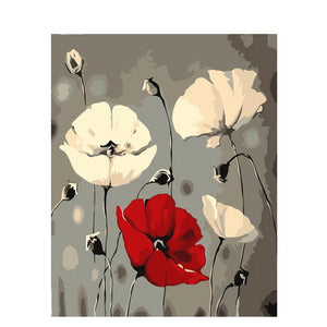 Black Canvas Flowers - DIY Painting By Numbers Kit