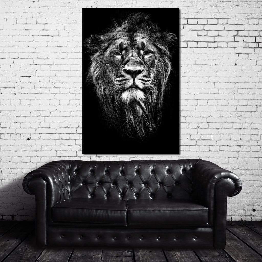 Black and White Lion Portrait