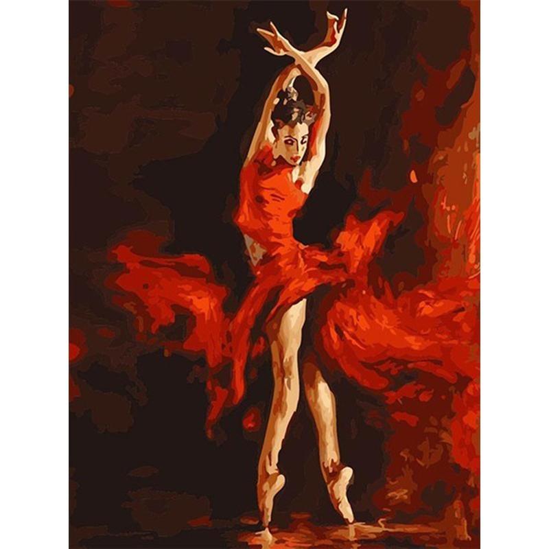 Dancing Girl Red - DIY Painting By Numbers Kits