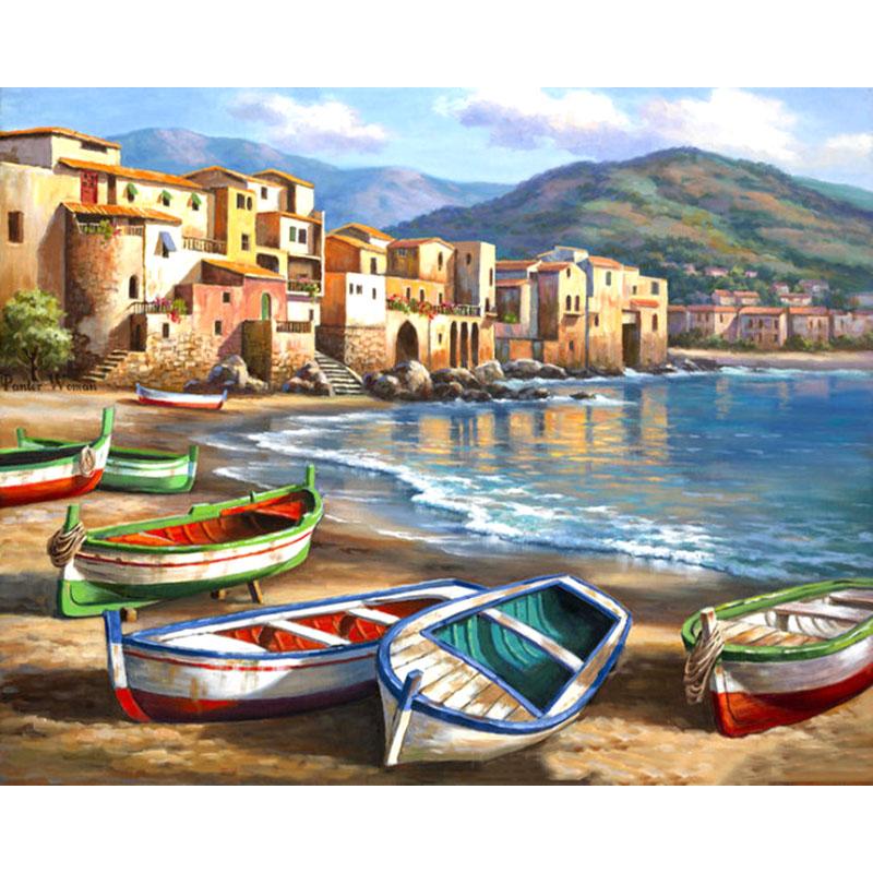 Boats At the Shore - DIY Painting By Numbers Kit