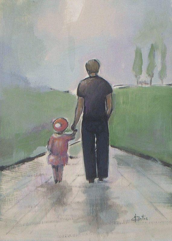 Father And Daughter Walking - DIY Painting By Numbers Kit