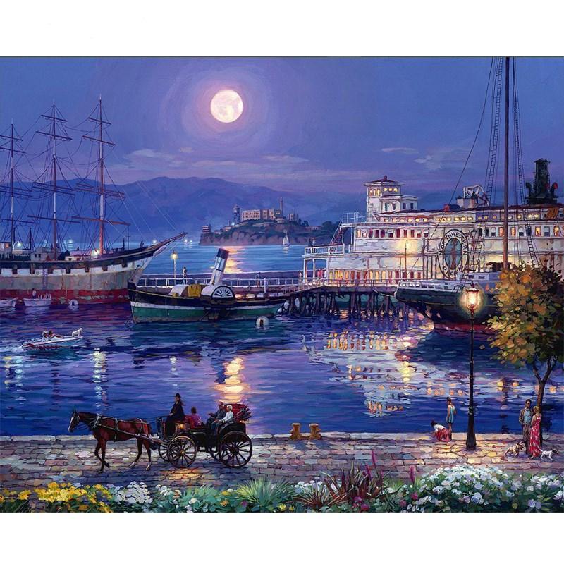 Ships At The Port - DIY Painting By Numbers Kit