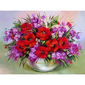 Purple And Red Flowers - DIY Painting By Numbers Kit