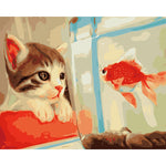 Cat And Fish - DIY Painting By Numbers Kit