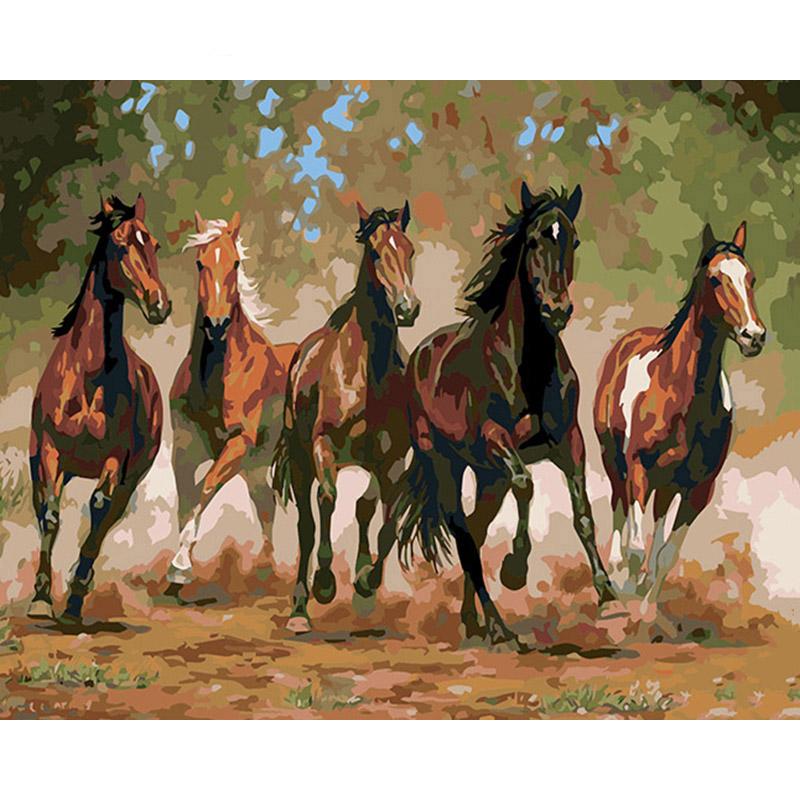 Running Horses - DIY Painting By Numbers Kit