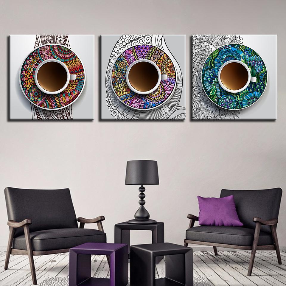 Coffee Cups Canvas Set