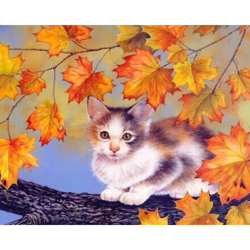 Cat on Tree - DIY Painting By Numbers Kit