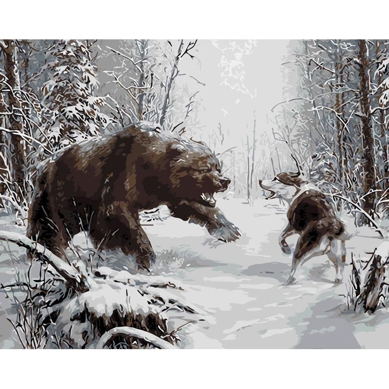 Bear vs Wolf - DIY Painting By Numbers Kits