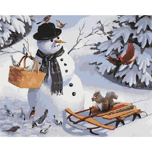 Snowman Shopping - DIY Painting By Numbers Kit