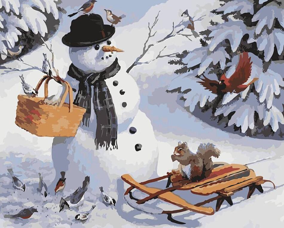 Snowman & Squirrel - DIY Painting By Numbers Kit