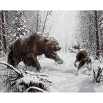 Duel Between Wolf And Bear - DIY Painting By Numbers Kit