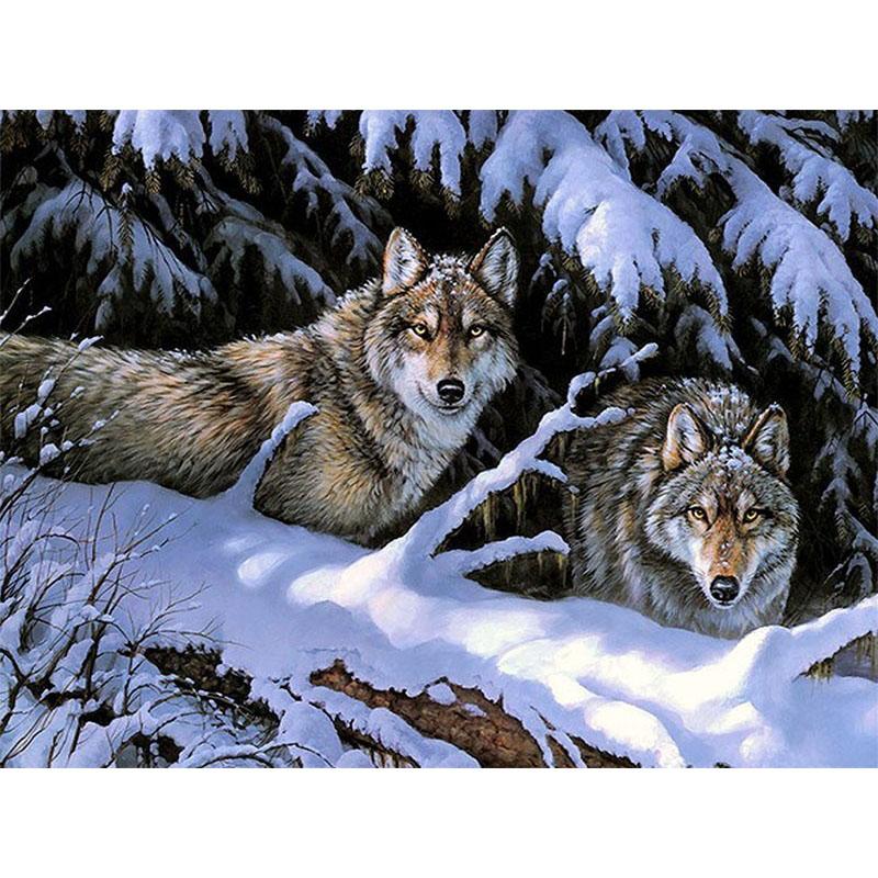 Wolves In The Snow - DIY Painting By Numbers Kit