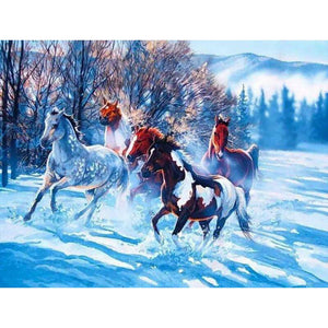 Horses In The Snow - DIY Painting By Numbers Kit