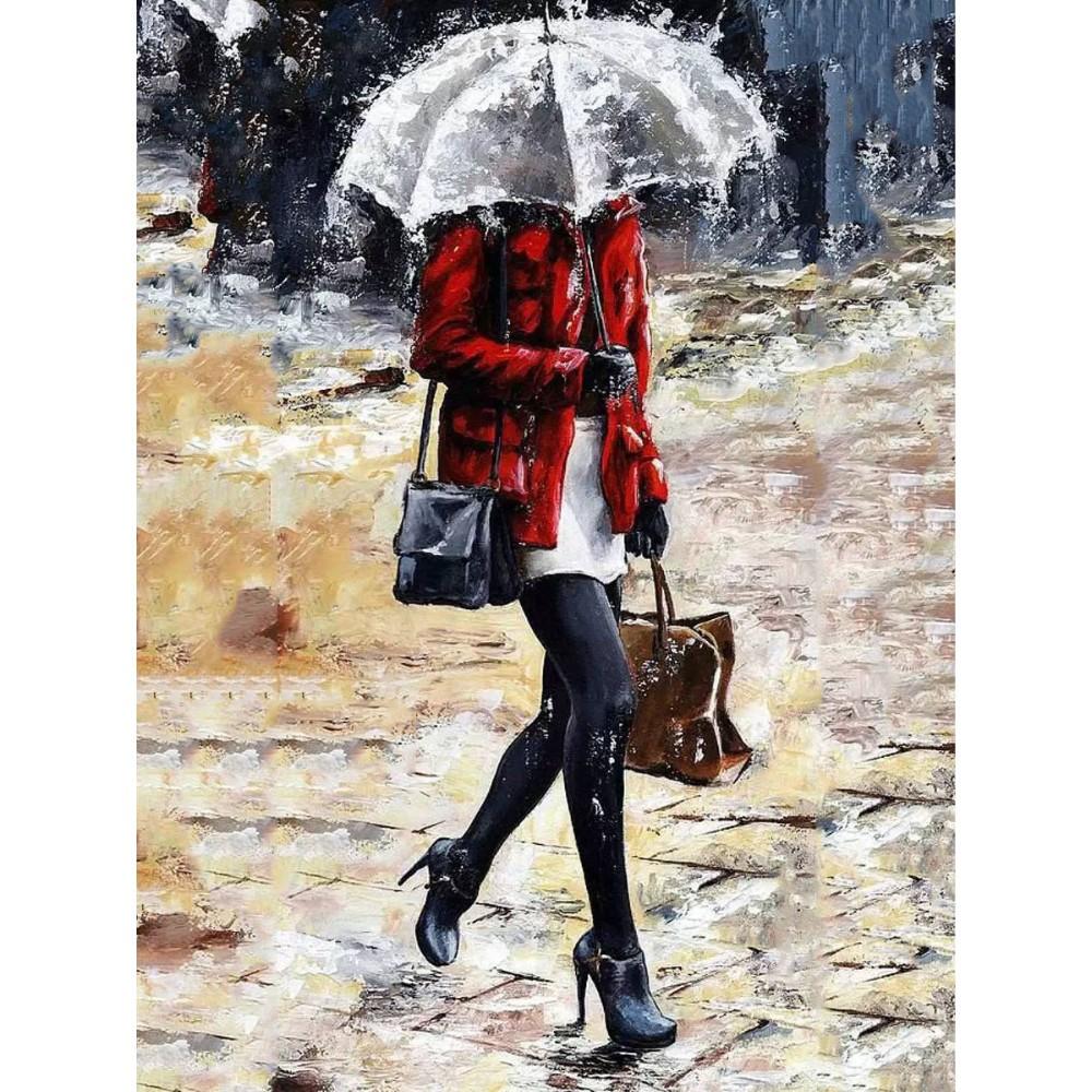 Walking in Rain - DIY Painting By Numbers Kit