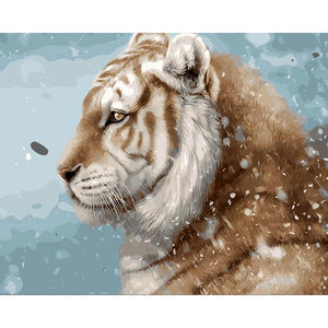 Snow Tiger Posing - DIY Painting By Numbers Kit