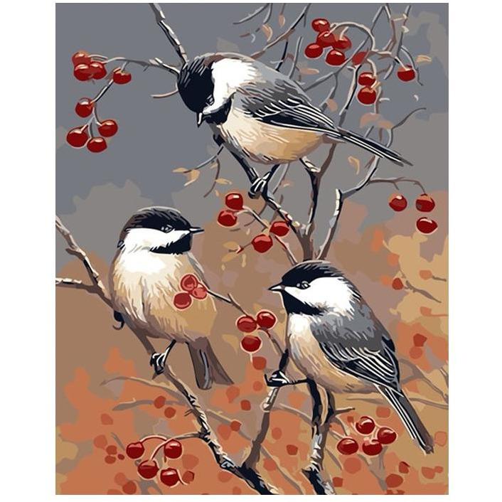 Three Birds on a Tree - DIY Painting By Numbers Kit