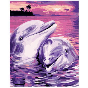 Dolphins In Love - DIY Painting By Numbers Kit