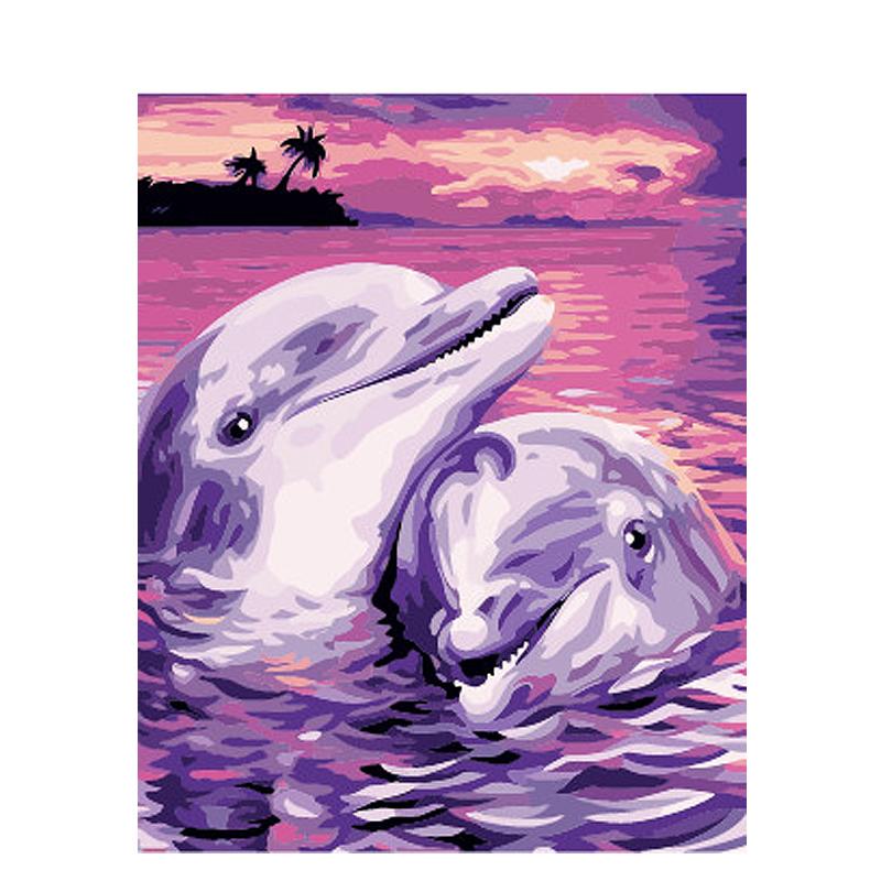 Happy Dolphins - DIY Painting By Numbers Kit