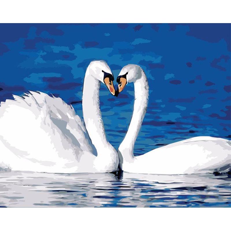 Swans in Love - DIY Painting By Numbers Kit