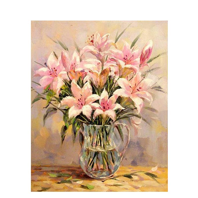 Pink Lily Flowers - DIY Painting By Numbers Kit