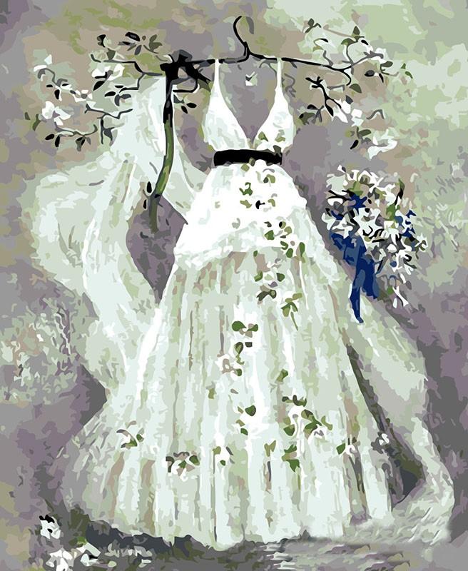 White Wedding Dress - DIY Painting By Numbers Kit