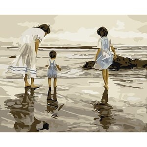 Mother With Her Kids - DIY Painting By Numbers Kit