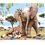 Baby Giraffe & Elephant - DIY Painting By Numbers Kit