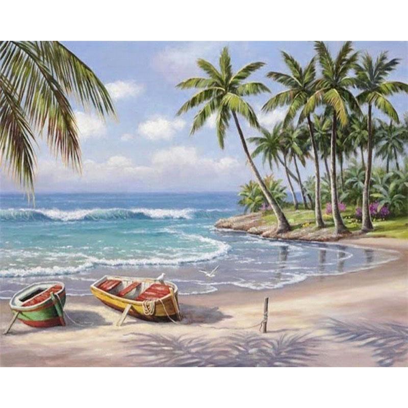 Boats on the Seashore - DIY Painting By Numbers Kits