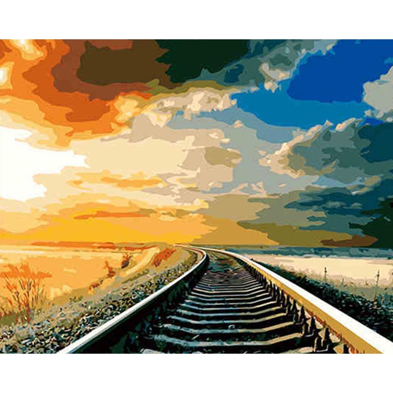 Sunset Railroad - DIY Painting By Numbers Kit