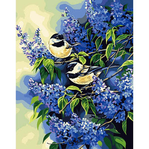 Little Birds On Flowers - DIY Painting By Numbers Kit