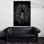 Black and White Roaring Lion