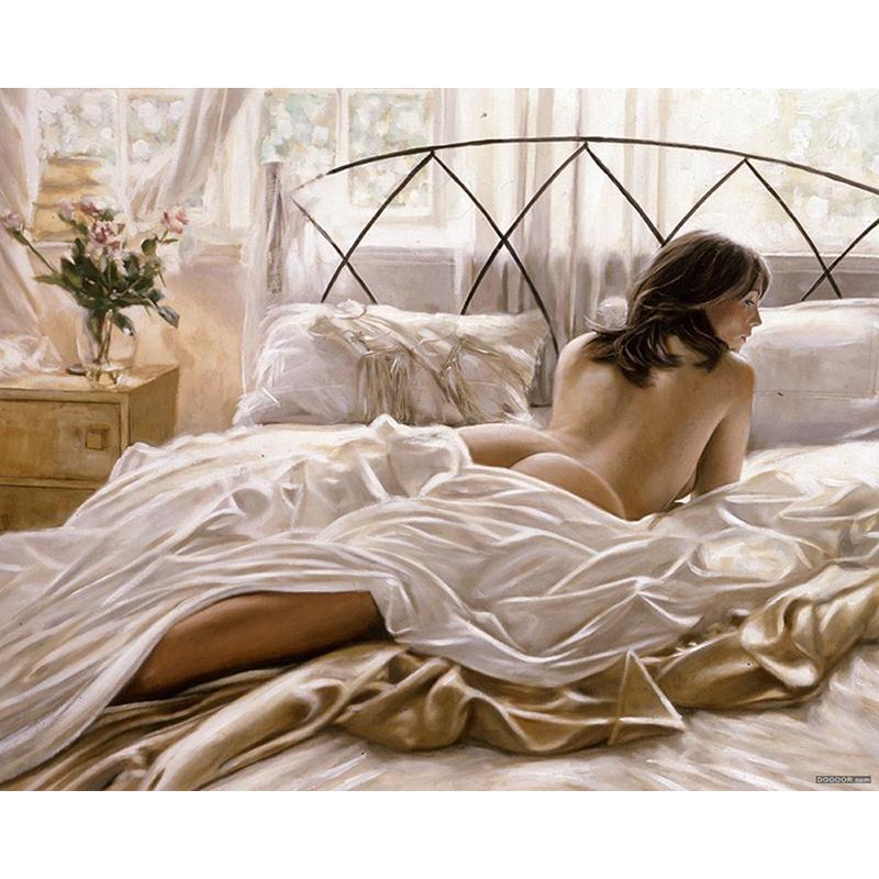 Naked Girl On The Bed - DIY Painting By Numbers Kit