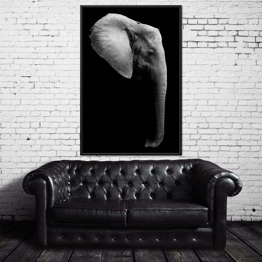 Black and White Elephant Head