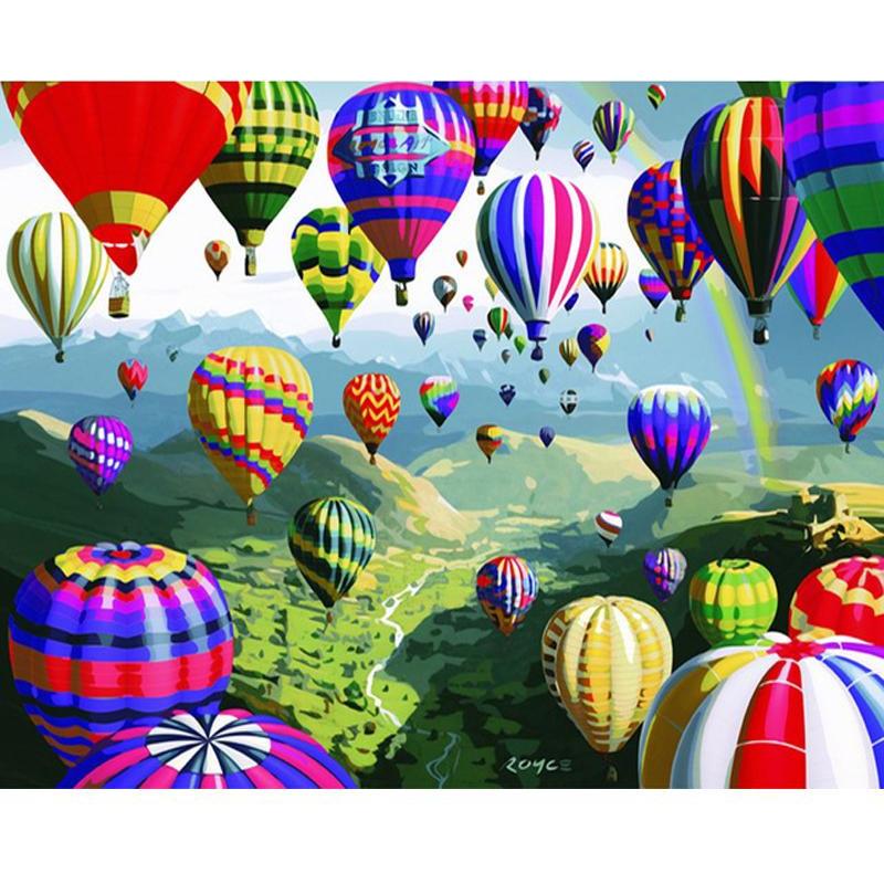 Colorful Air Balloons - DIY Painting By Numbers Kit