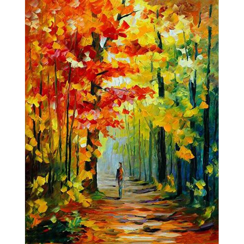 Autumn Trees Path - DIY Painting By Numbers Kit