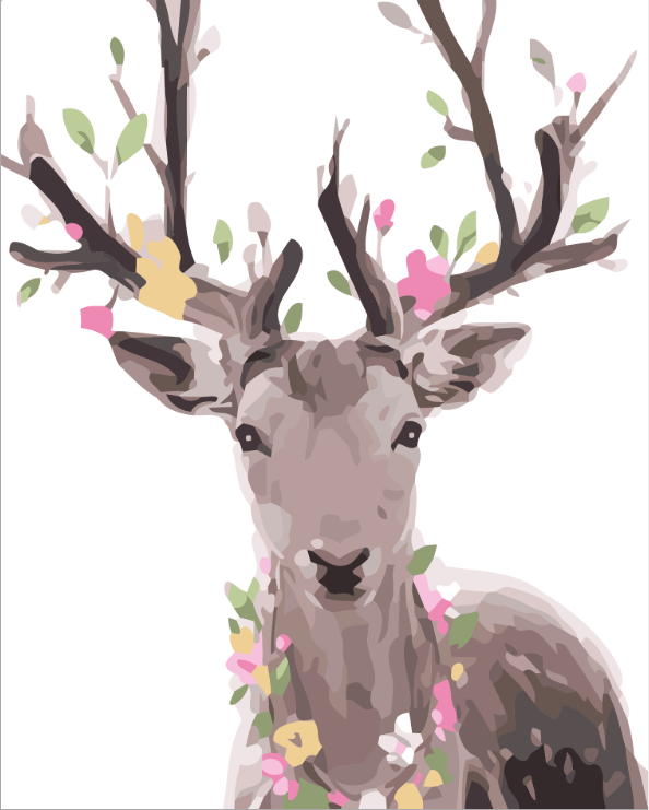 Deer With Flowers - DIY Painting By Numbers Kit