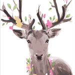 Deer With Flowers - DIY Painting By Numbers Kit