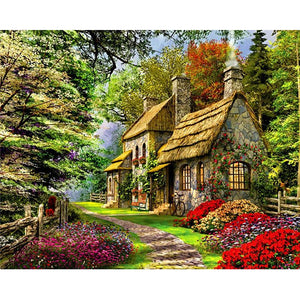 Cute House In The Woods - DIY Painting By Numbers Kit