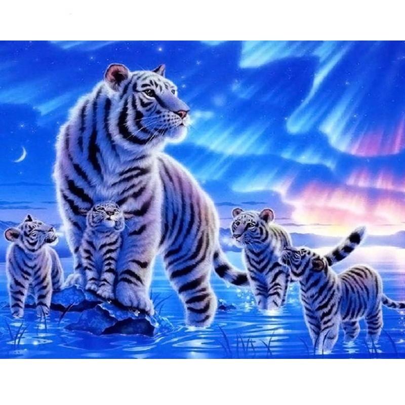 White Snow Tigers - DIY Painting By Numbers Kit