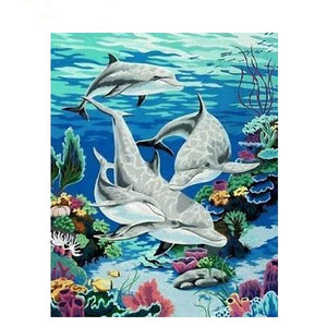 Dolphins In The Sea - DIY Painting By Numbers Kit