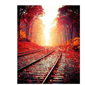 Autumn Railroad - DIY Painting By Numbers Kit