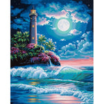 Lighthouse Midnight Moon - DIY Painting By Numbers Kit