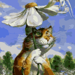 Cat Under A Flower - DIY Painting By Numbers Kit