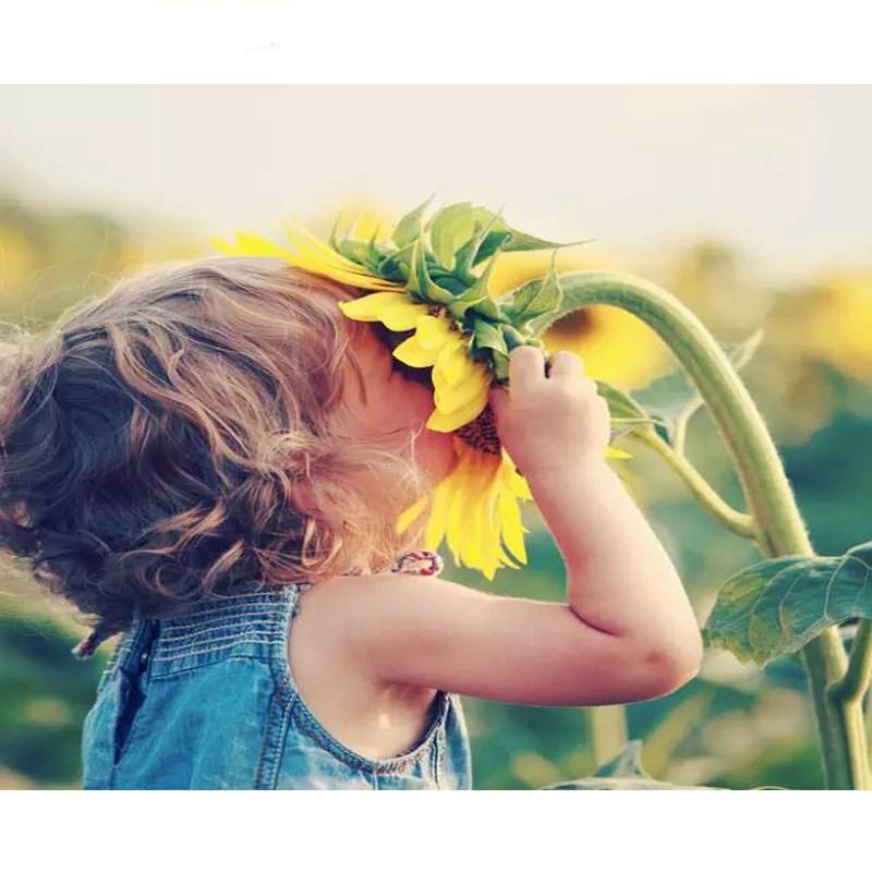 Sunflower And Kid - DIY Painting By Numbers Kit