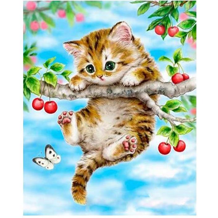 Cat Stuck in a Tree - DIY Painting By Numbers Kit